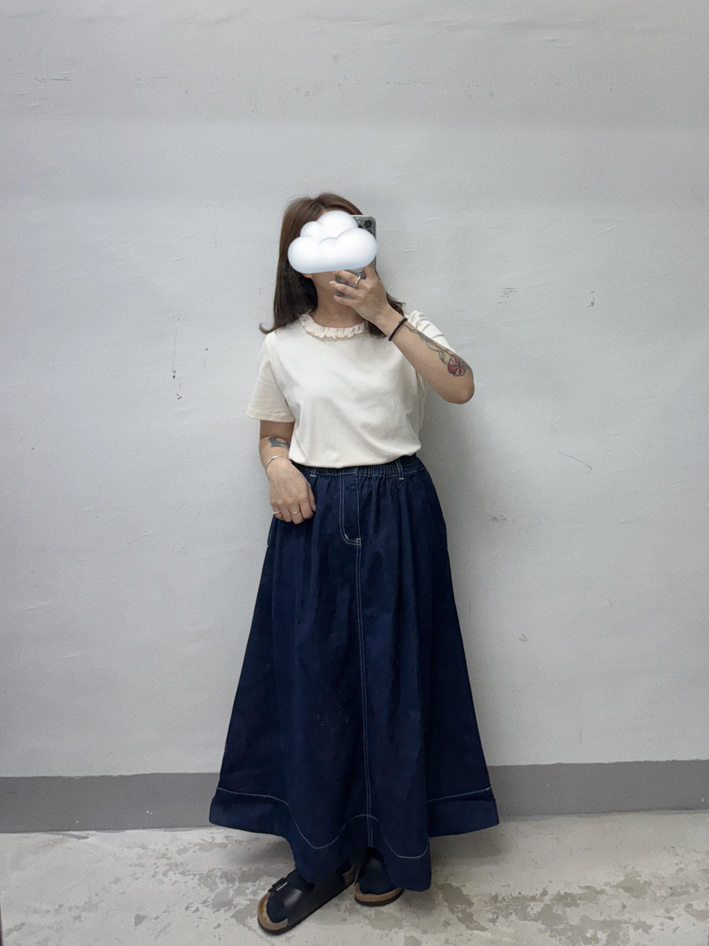 明線A-cut牛仔裙