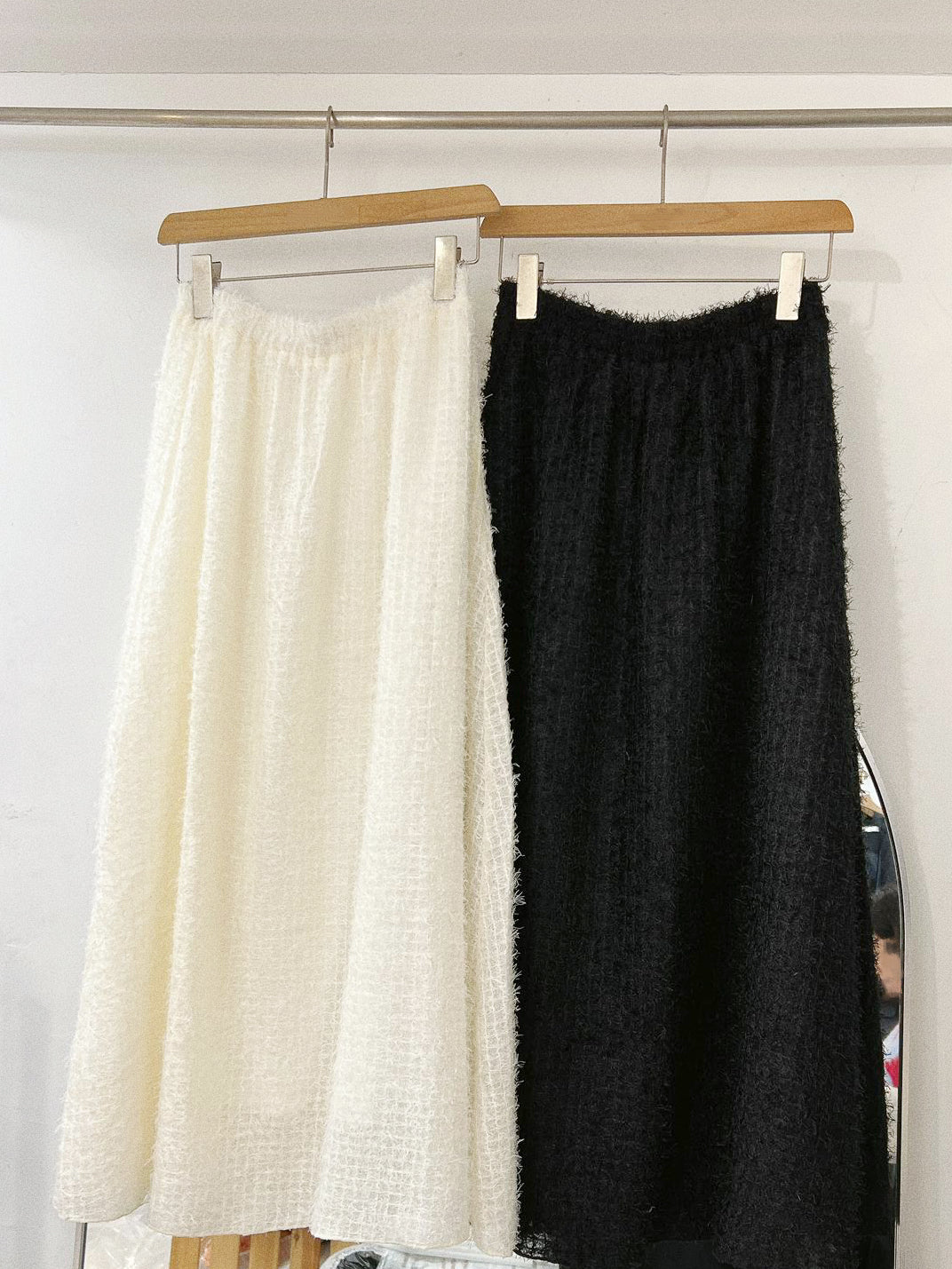 蘇蘇暗格紋半身裙｜米白