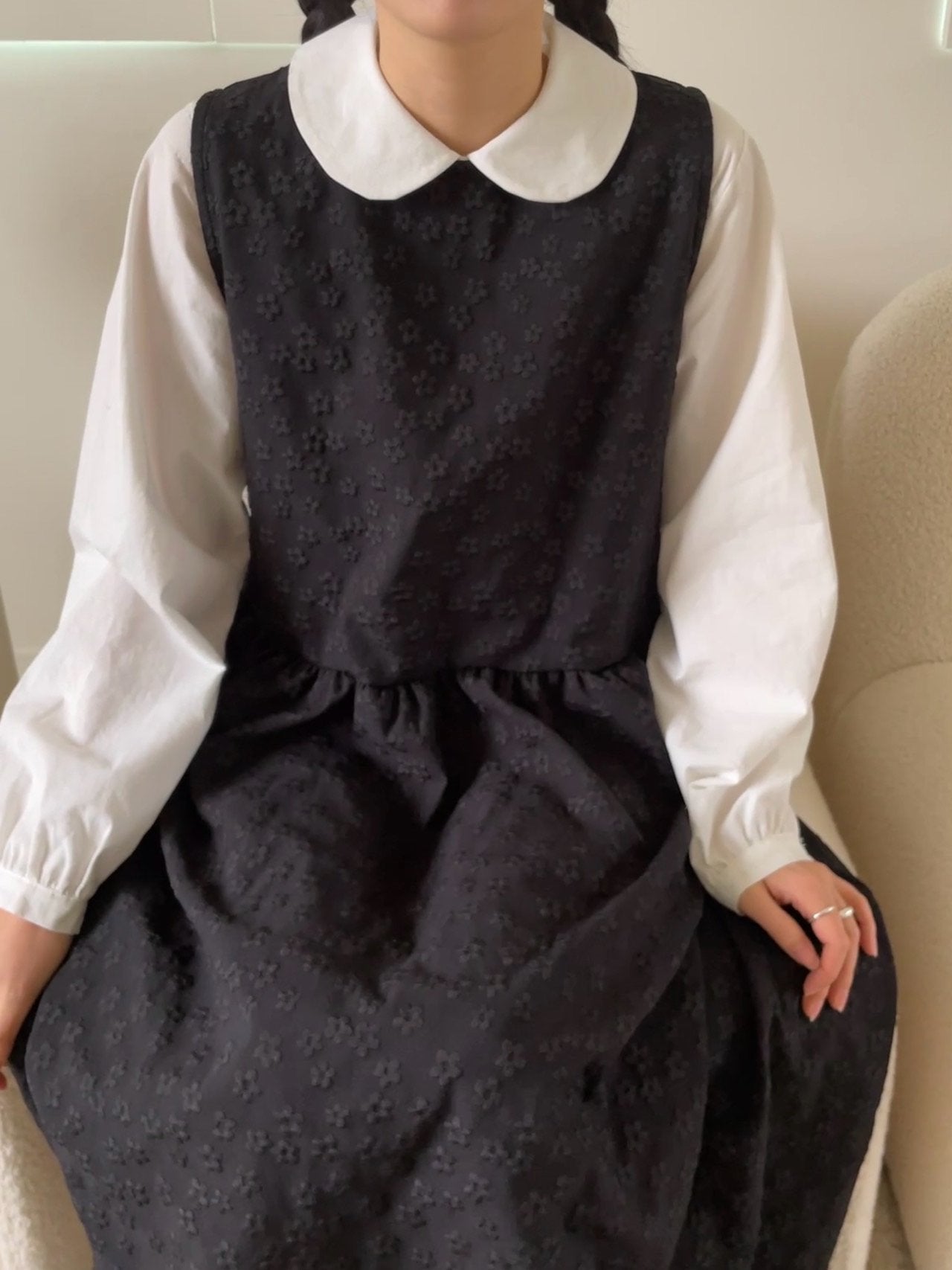 【SALE】花花背心裙｜黑