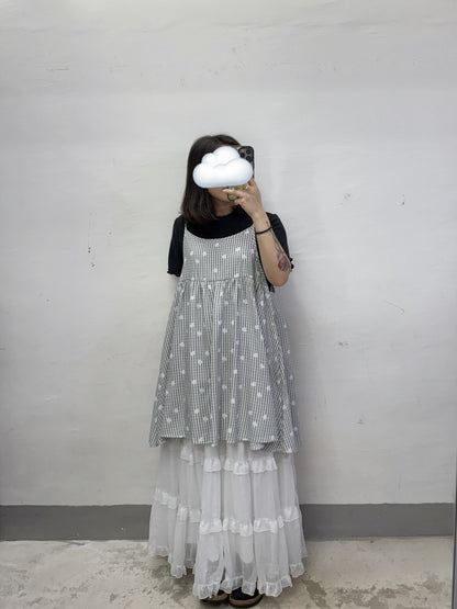 【新品優惠】花花拼格紋中長外搭丨3 col
