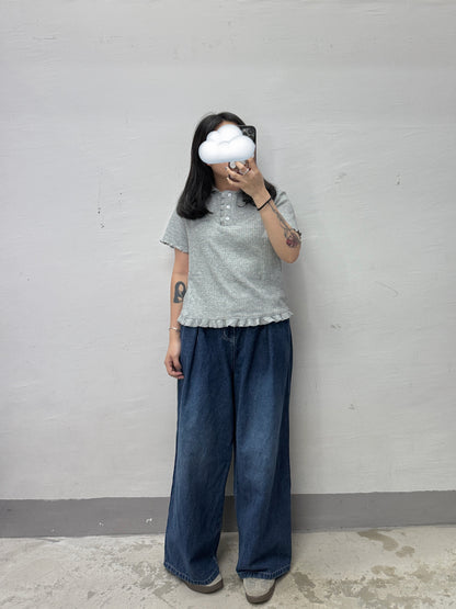 洗水色牛仔闊褲