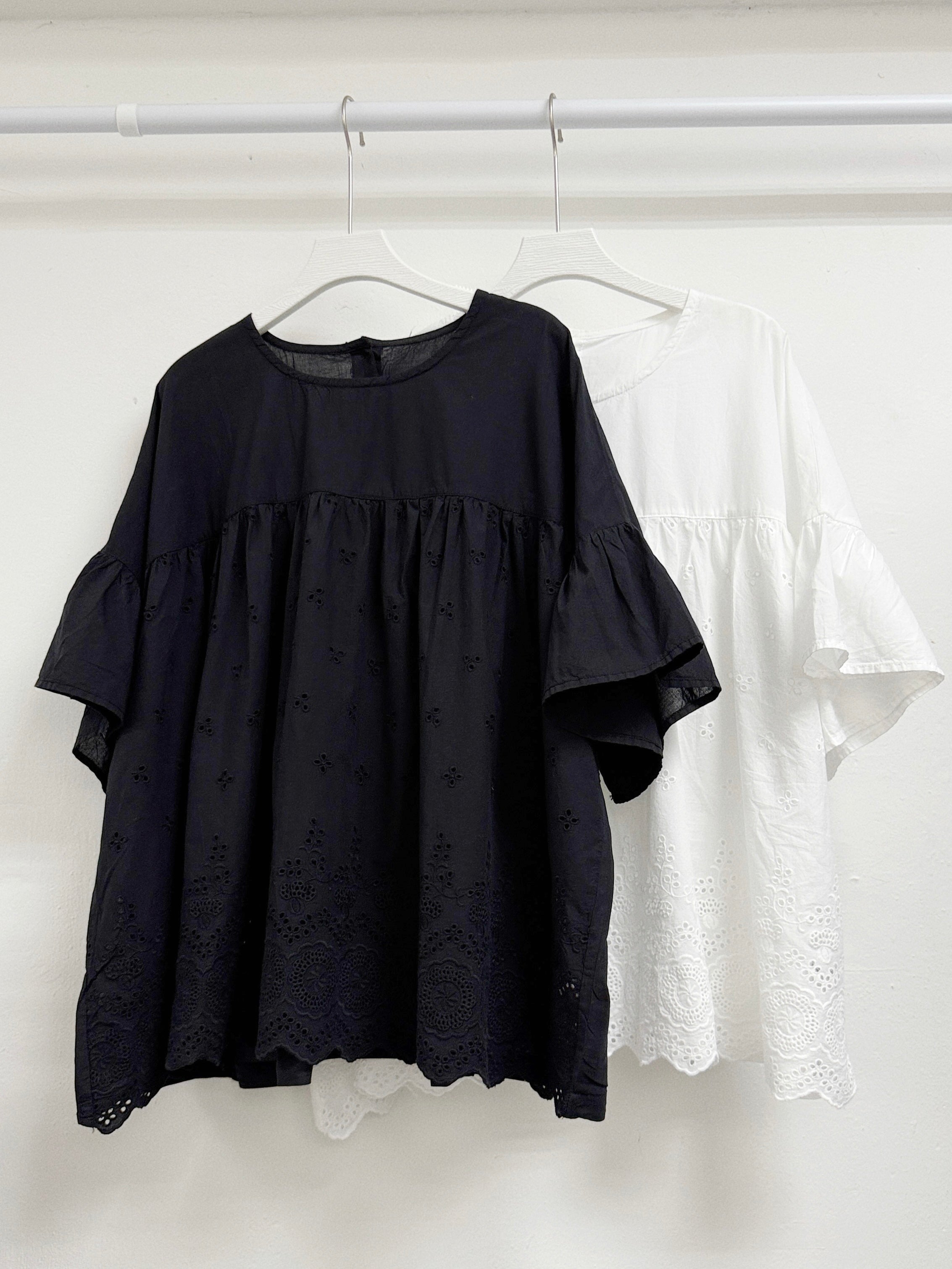 【SALE】簡約通花娃娃top丨白