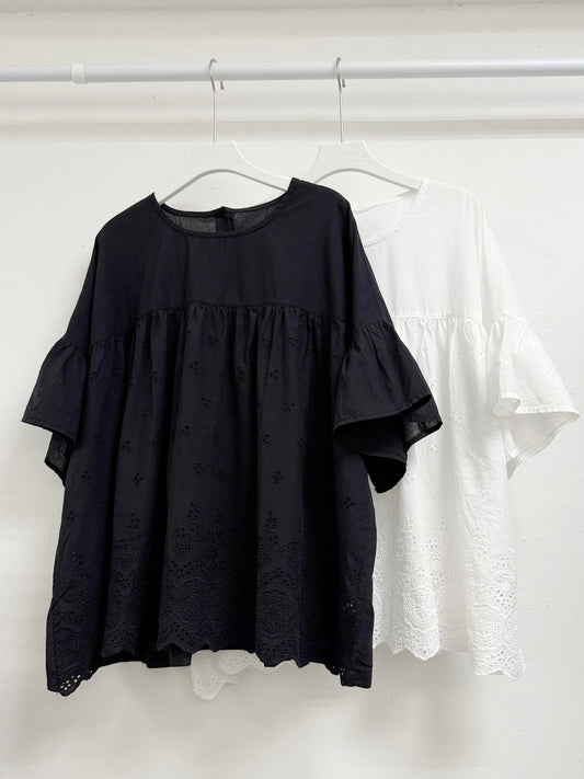 簡約通花娃娃top丨白