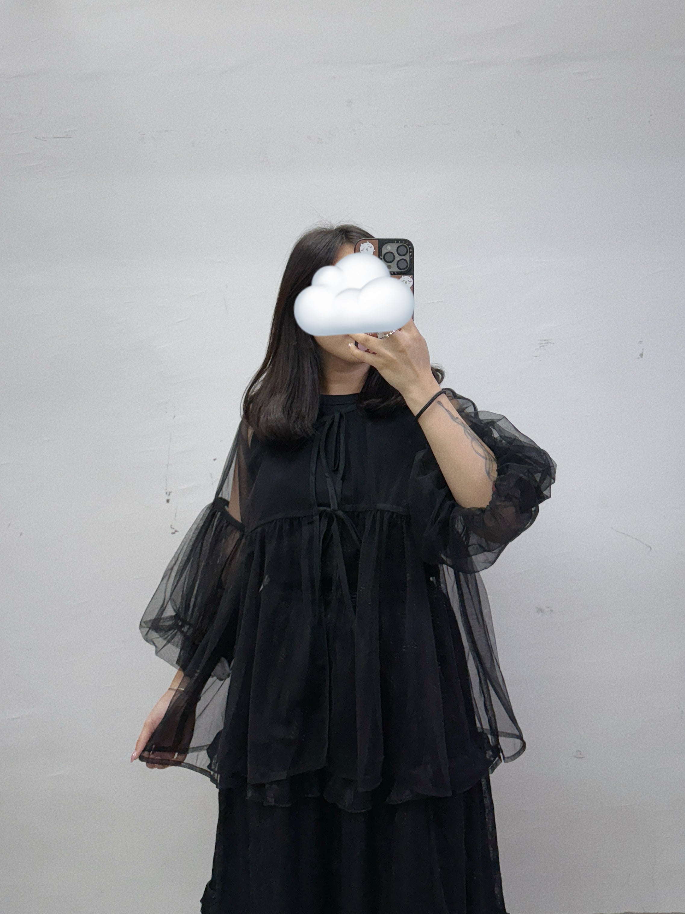 【SALE】泡泡袖綁帶紗外搭丨2 col