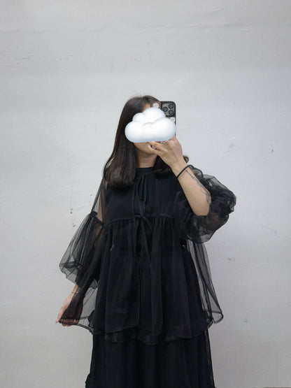 泡泡袖綁帶紗外搭丨2 col