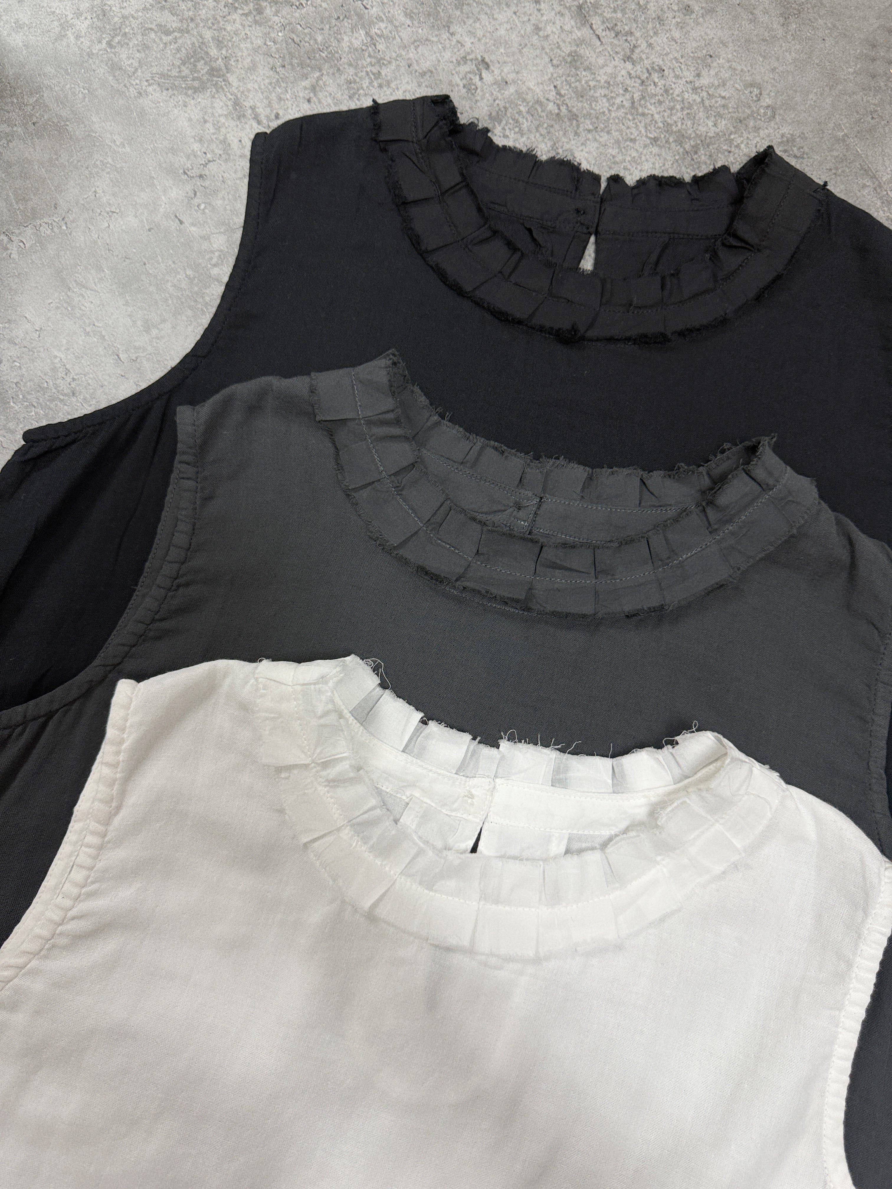 【SALE】披口打褶領棉背心丨3 col