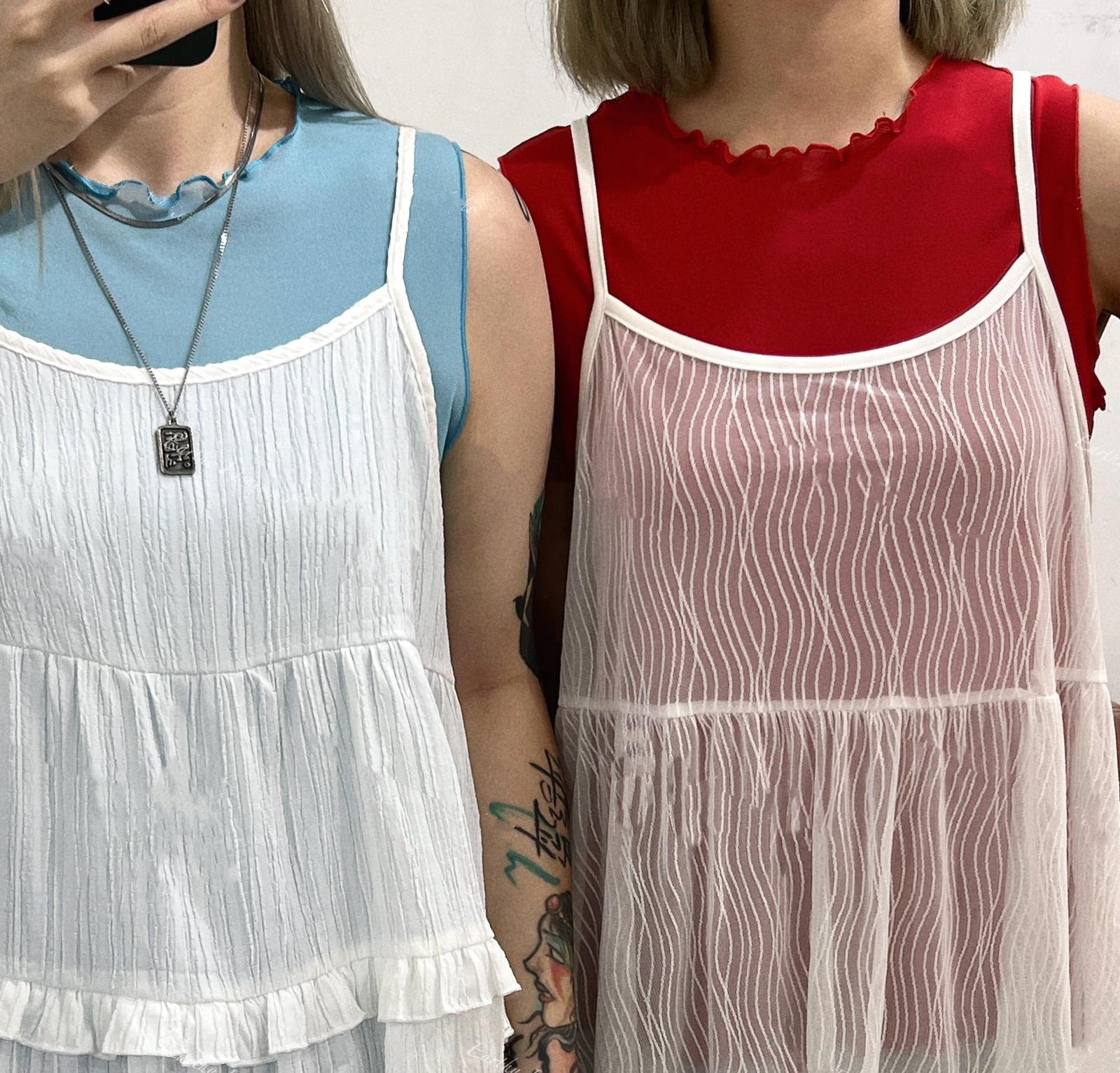 【SALE】日系感up!木耳邊透透背心內搭｜5 col