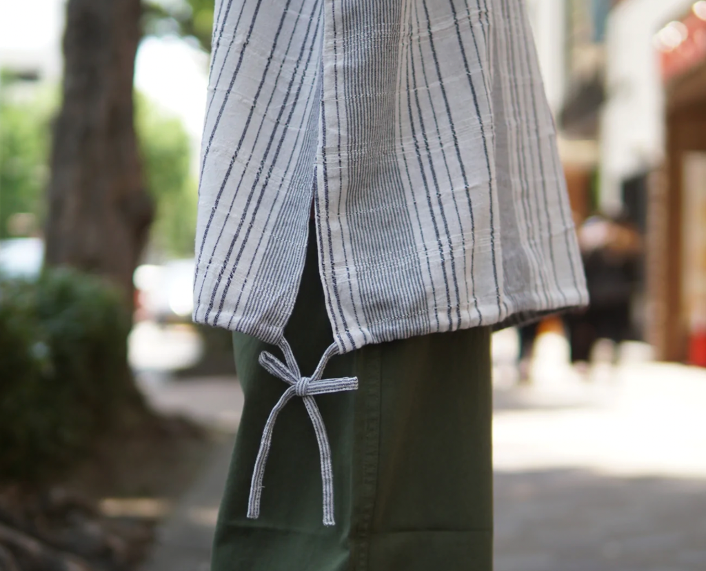 【SALE】綁帶蝴蝶結條子連帽top｜2 col