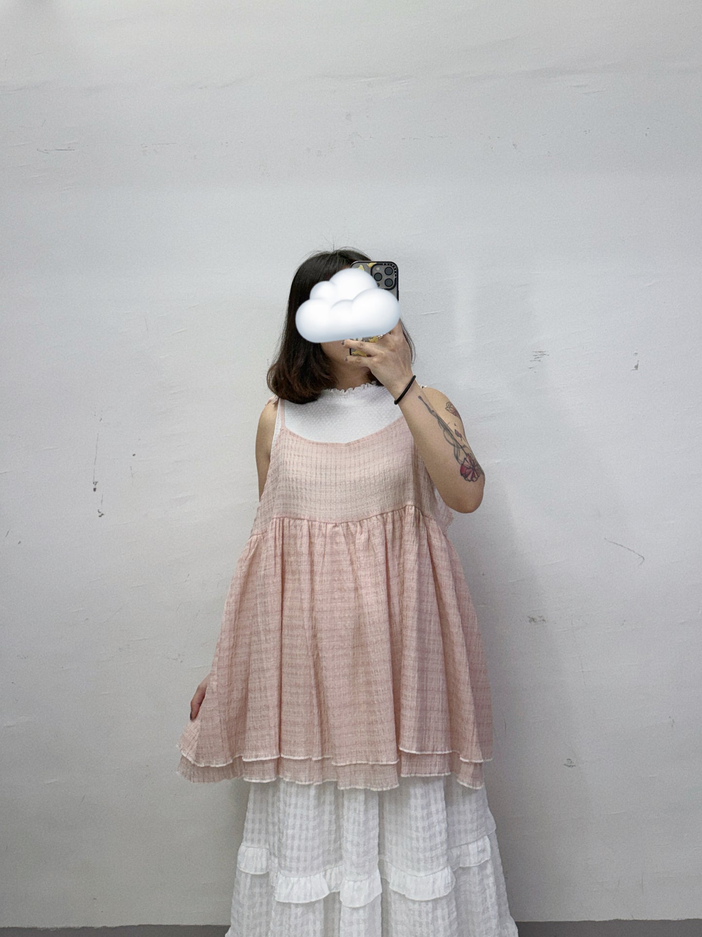 【SALE】格紋雙層綁帶外搭丨3 col
