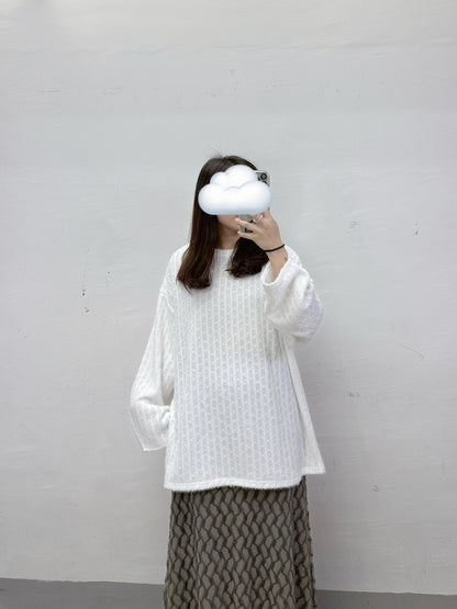 【SALE】暗花紋軟綿綿舒服針織上衣丨4 col