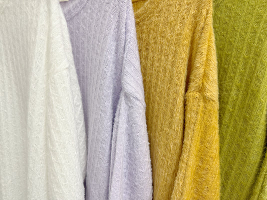 【SALE】暗花紋軟綿綿舒服針織上衣丨4 col