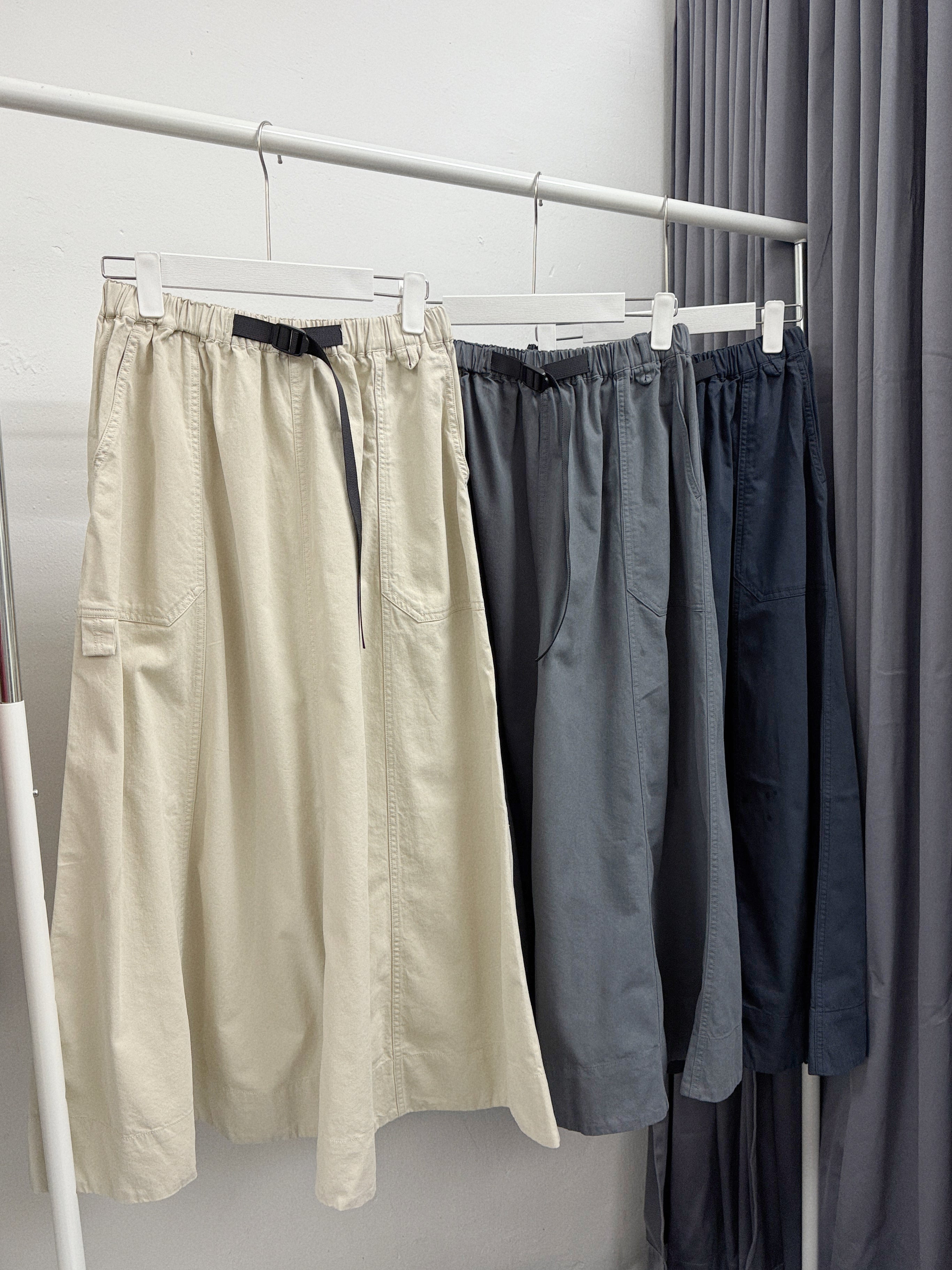 新色入！斜布料連belt口袋半裙丨4 col