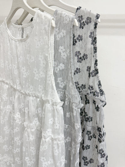 【SALE】閃閃印花ruffle中長背心/外搭丨3 col