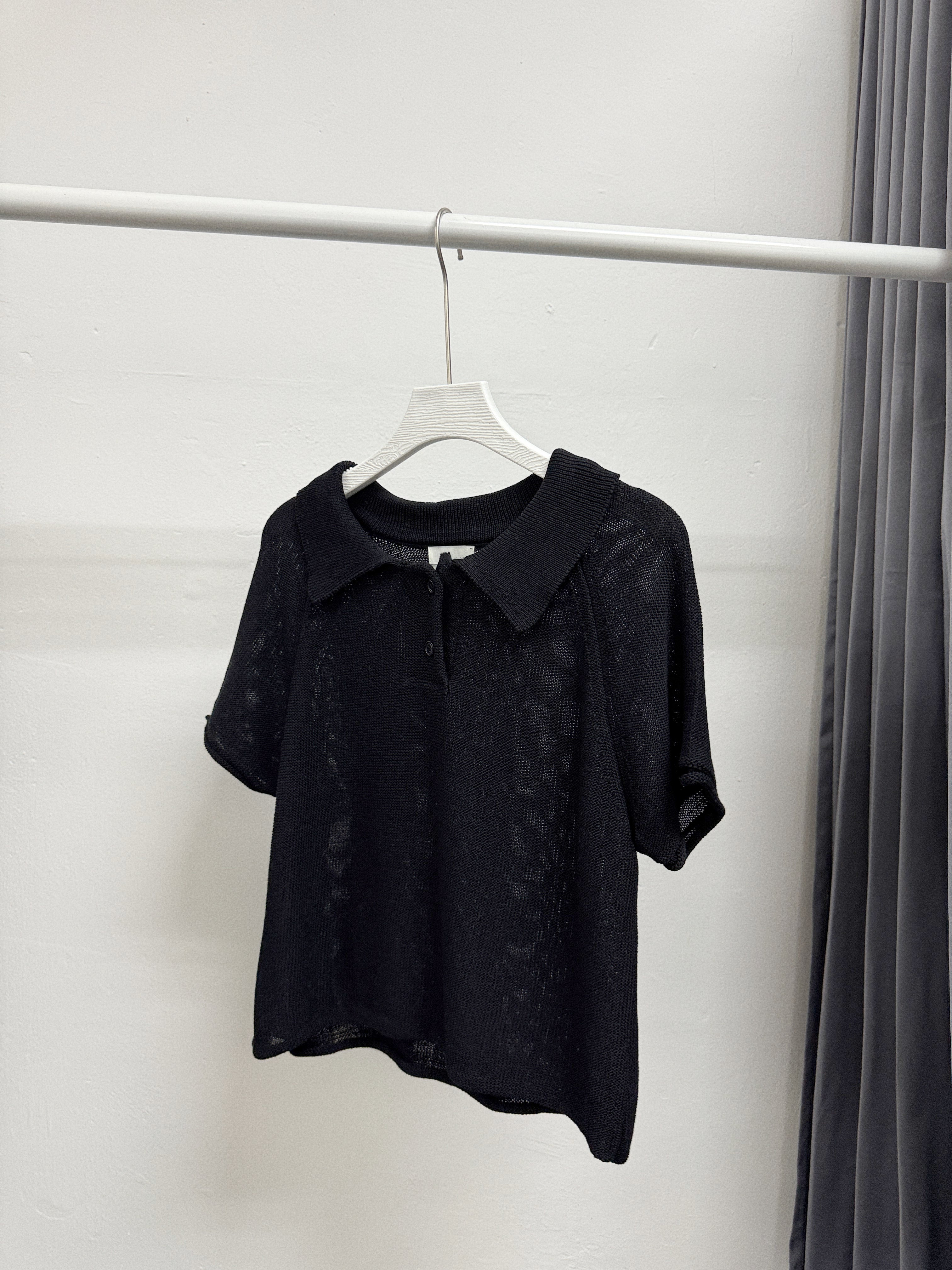 【SALE】通爽針織有領top丨黑