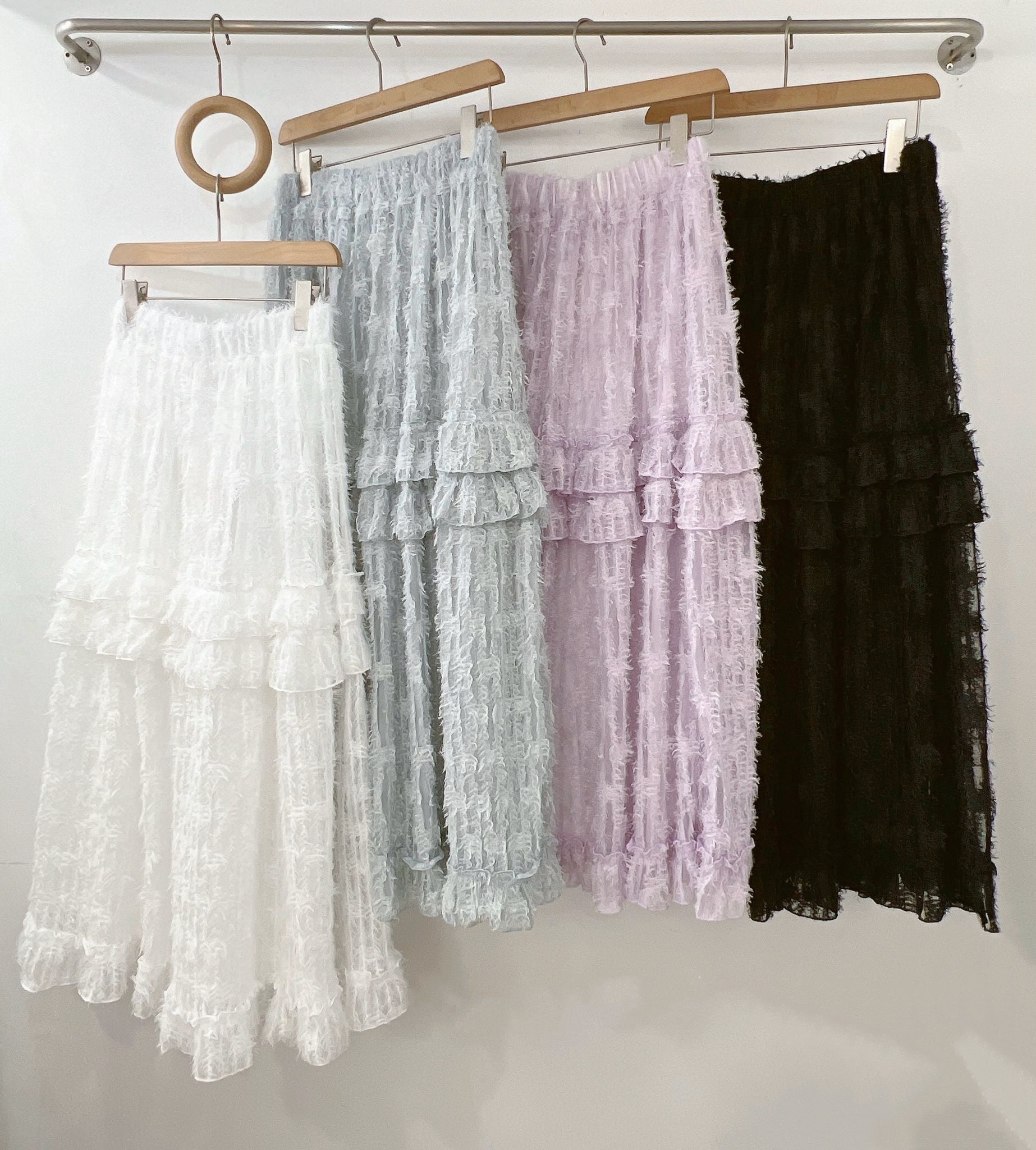 【SALE】車線蘇蘇ruffle半身裙丨 灰藍