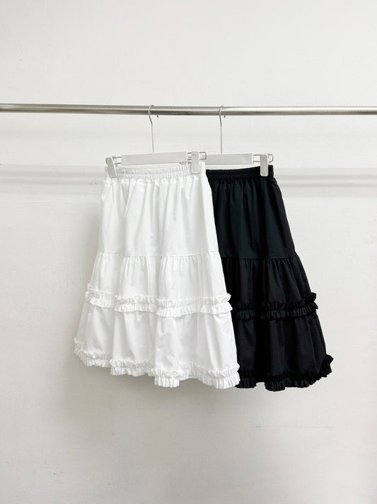 ruffle邊中長半身裙丨2 col