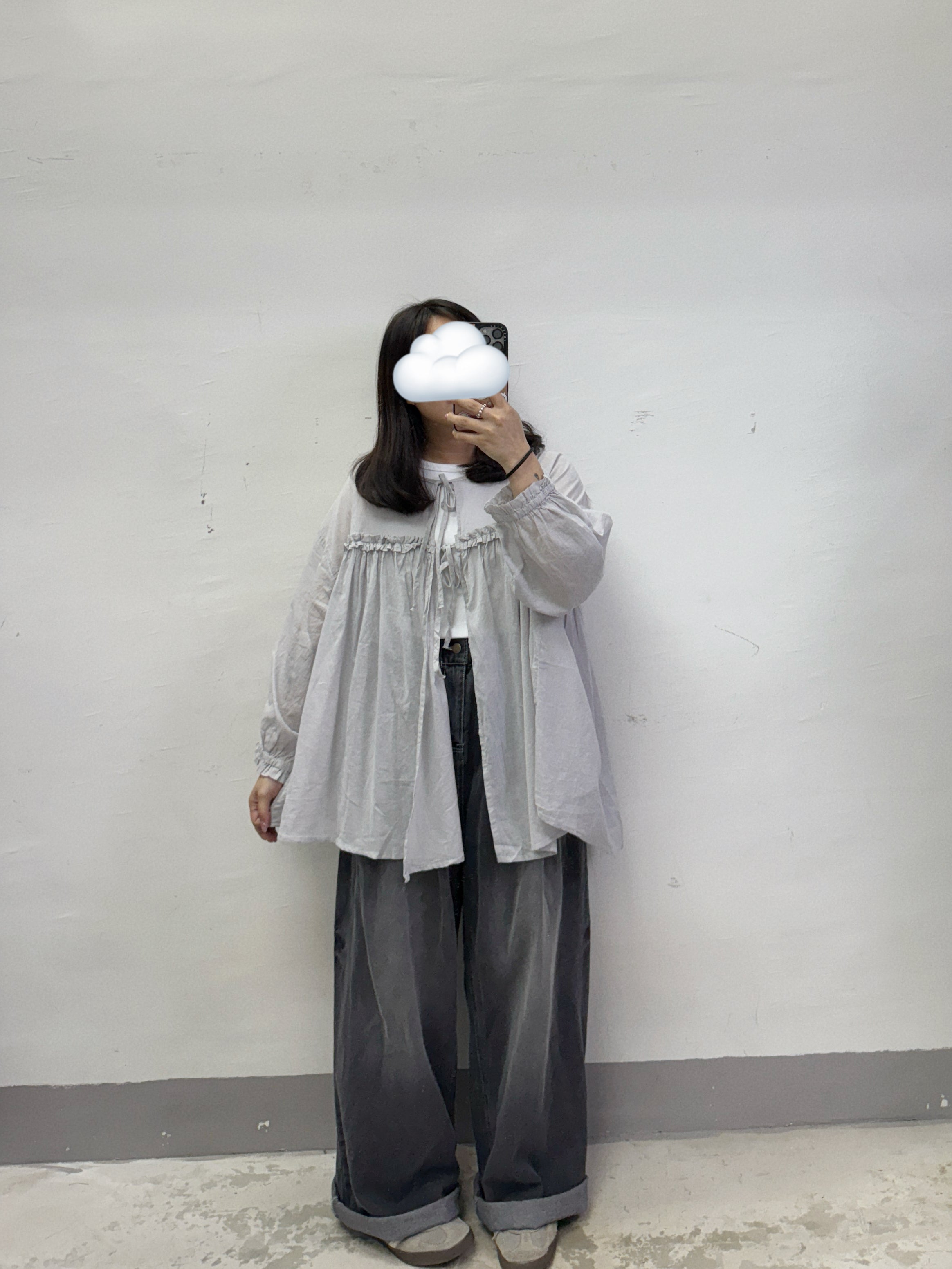 推！ruffle邊綁帶薄外襯丨白