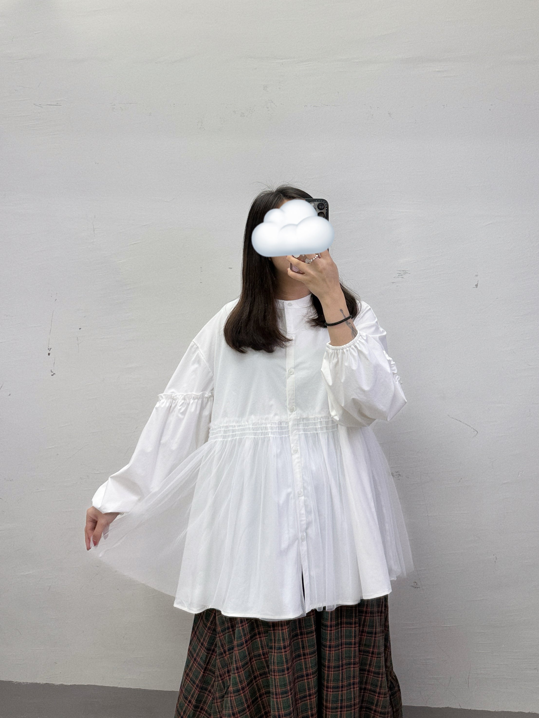 ruffle拼紗嗦嗦料恤丨黑