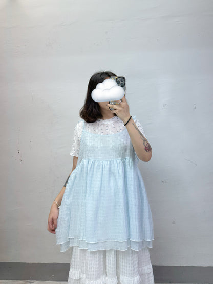 【SALE】格紋雙層綁帶外搭丨3 col