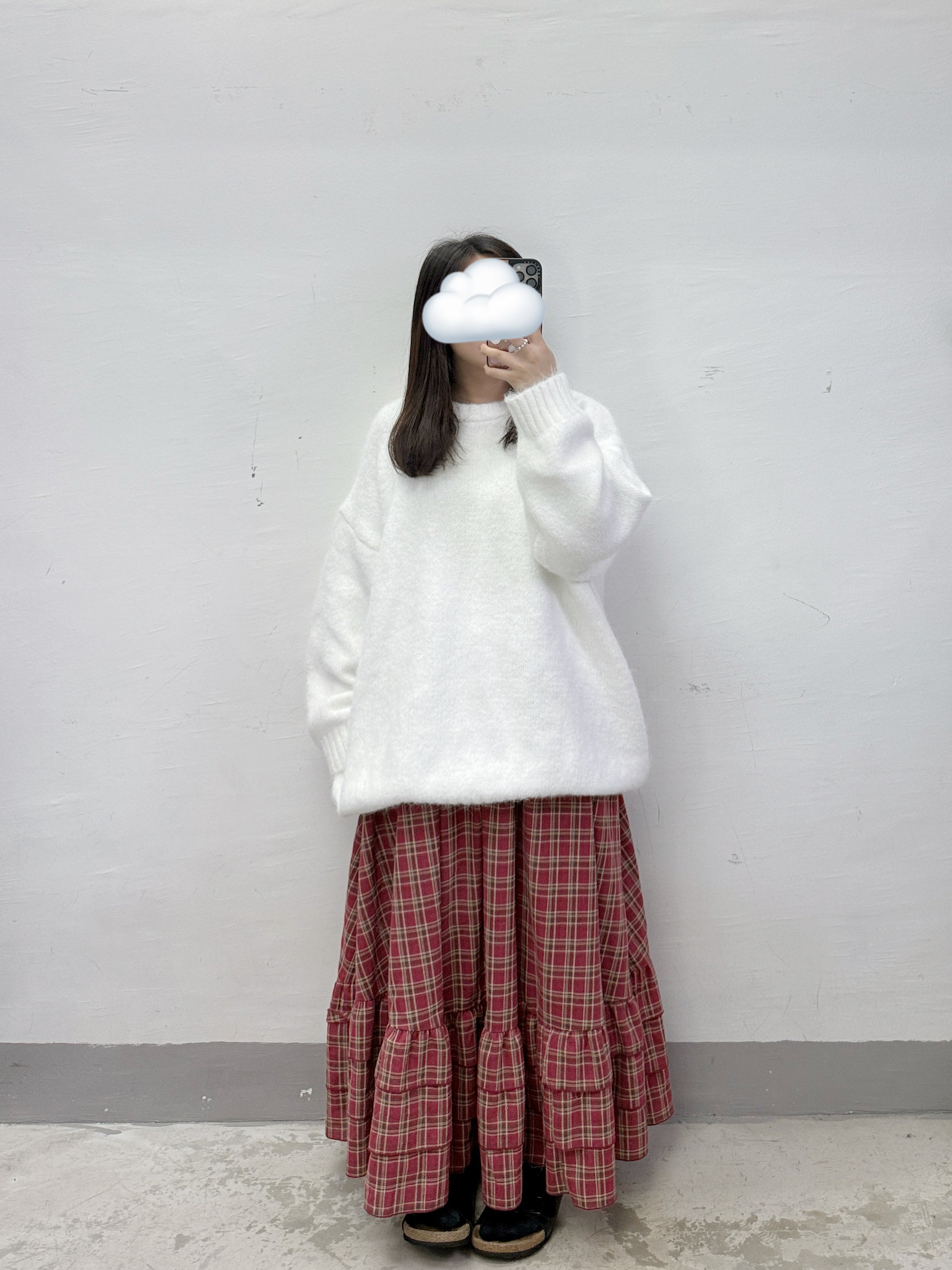 格紋ruffle邊半身裙丨3 col