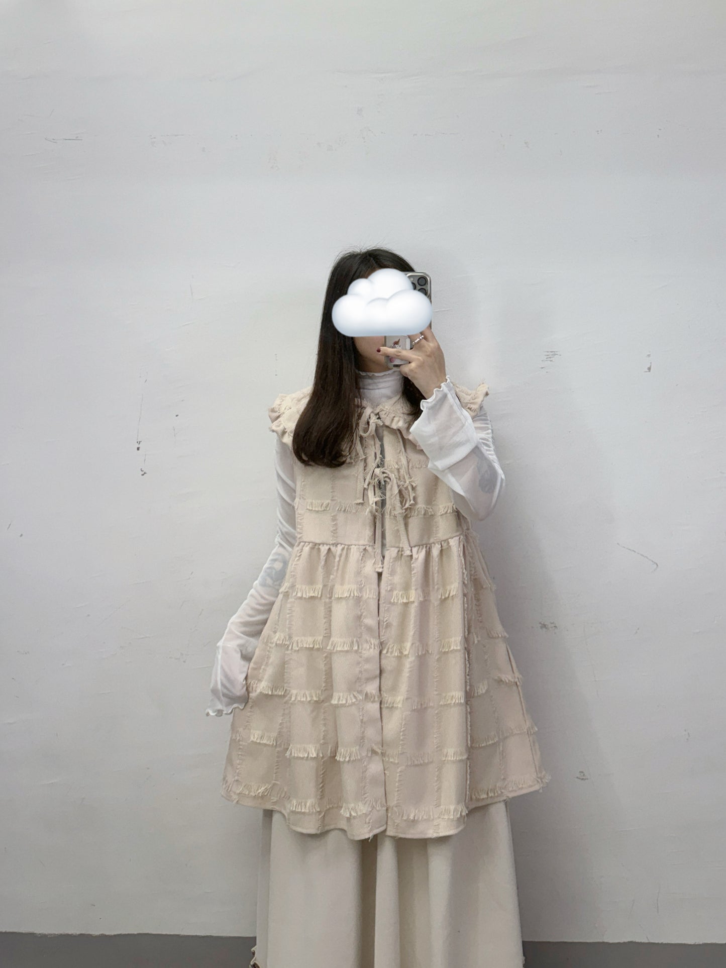 流蘇可拆娃娃領格紋外搭丨4 col