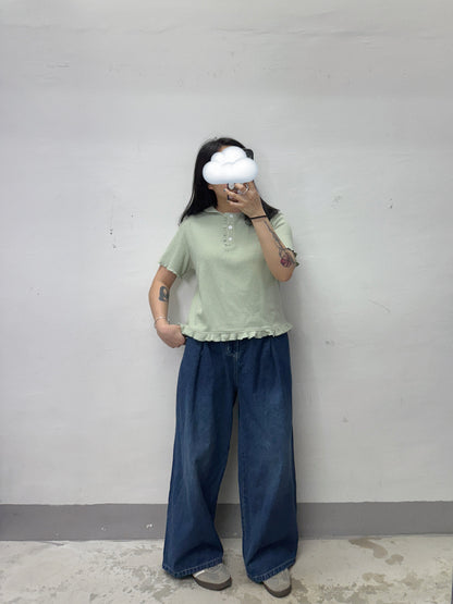 洗水色牛仔闊褲