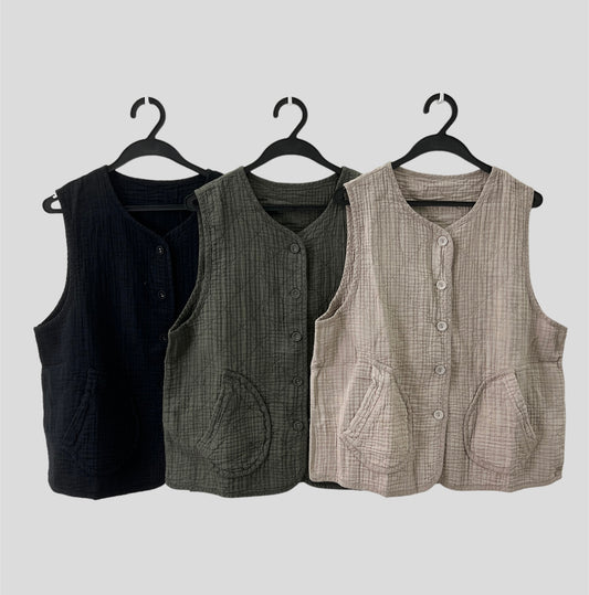 【SALE】車線菱格暗條紋vest｜3 col