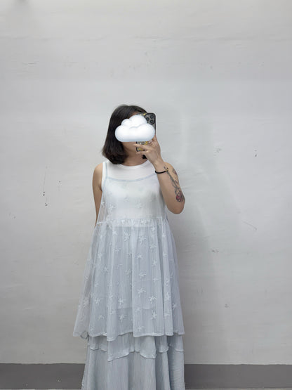 【新品優惠】花花暗直紋透透中長外搭丨2 col