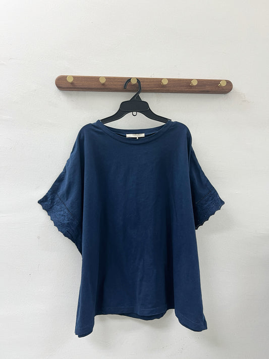 【SALE】手袖通花basic闊top