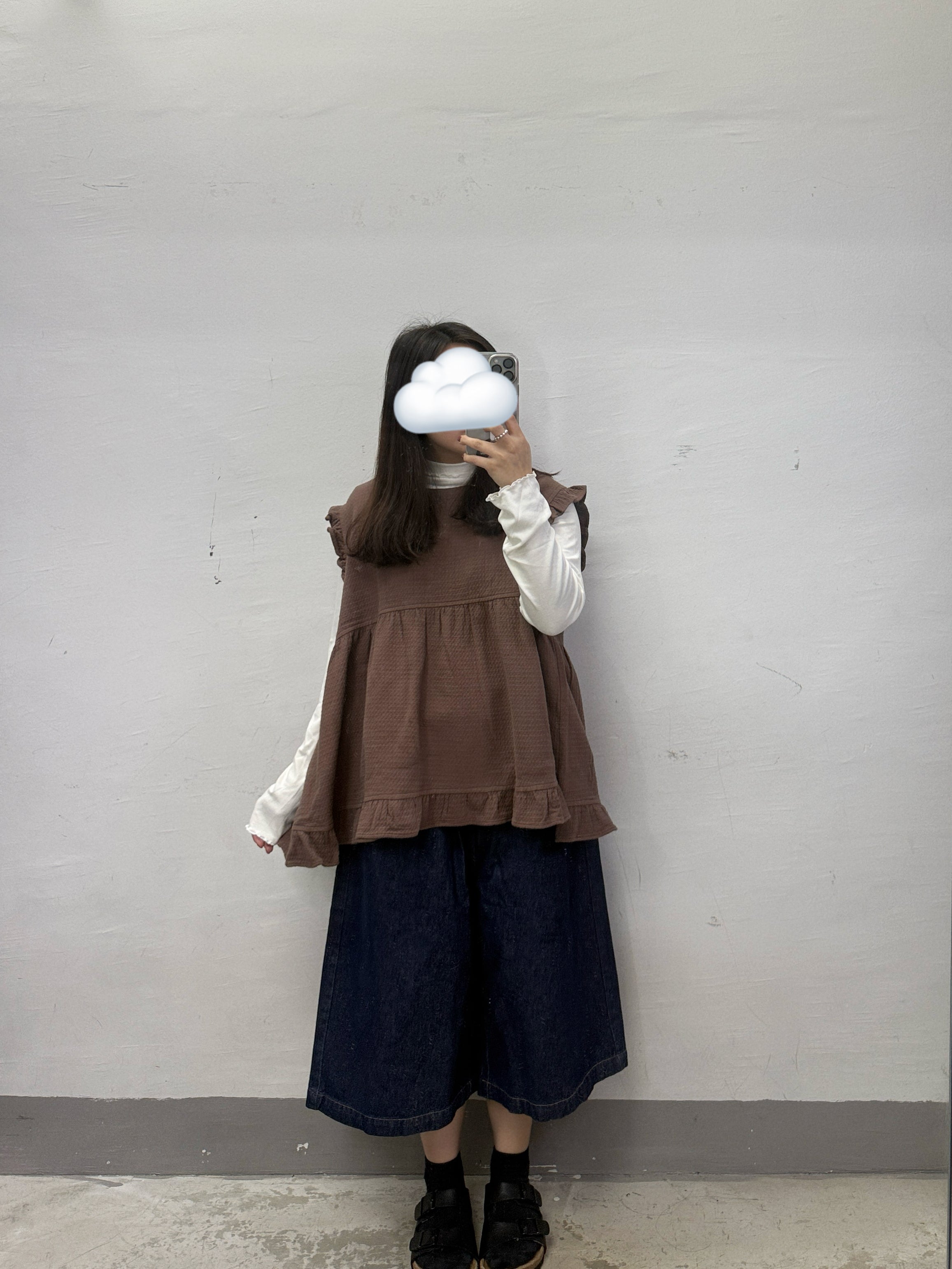 【新品優惠】ruffle邊暗紋背心丨2 col