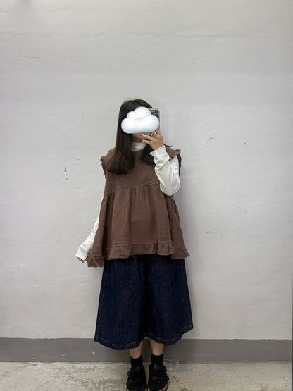 【新品優惠】ruffle邊暗紋背心丨2 col