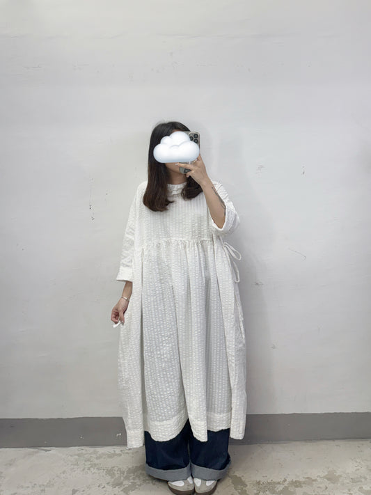 【新品優惠】暗格紋雙荷葉領兩側綁帶ops丨2 col