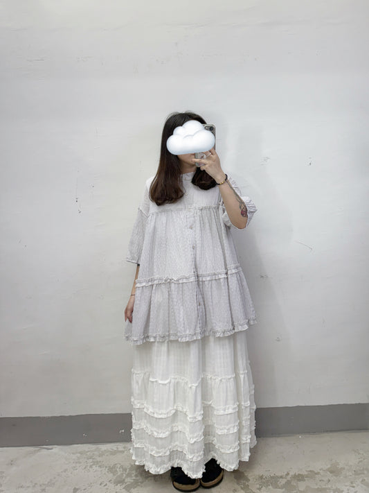 【新品優惠】暗格條紋ruffle開胸上衣丨4 col