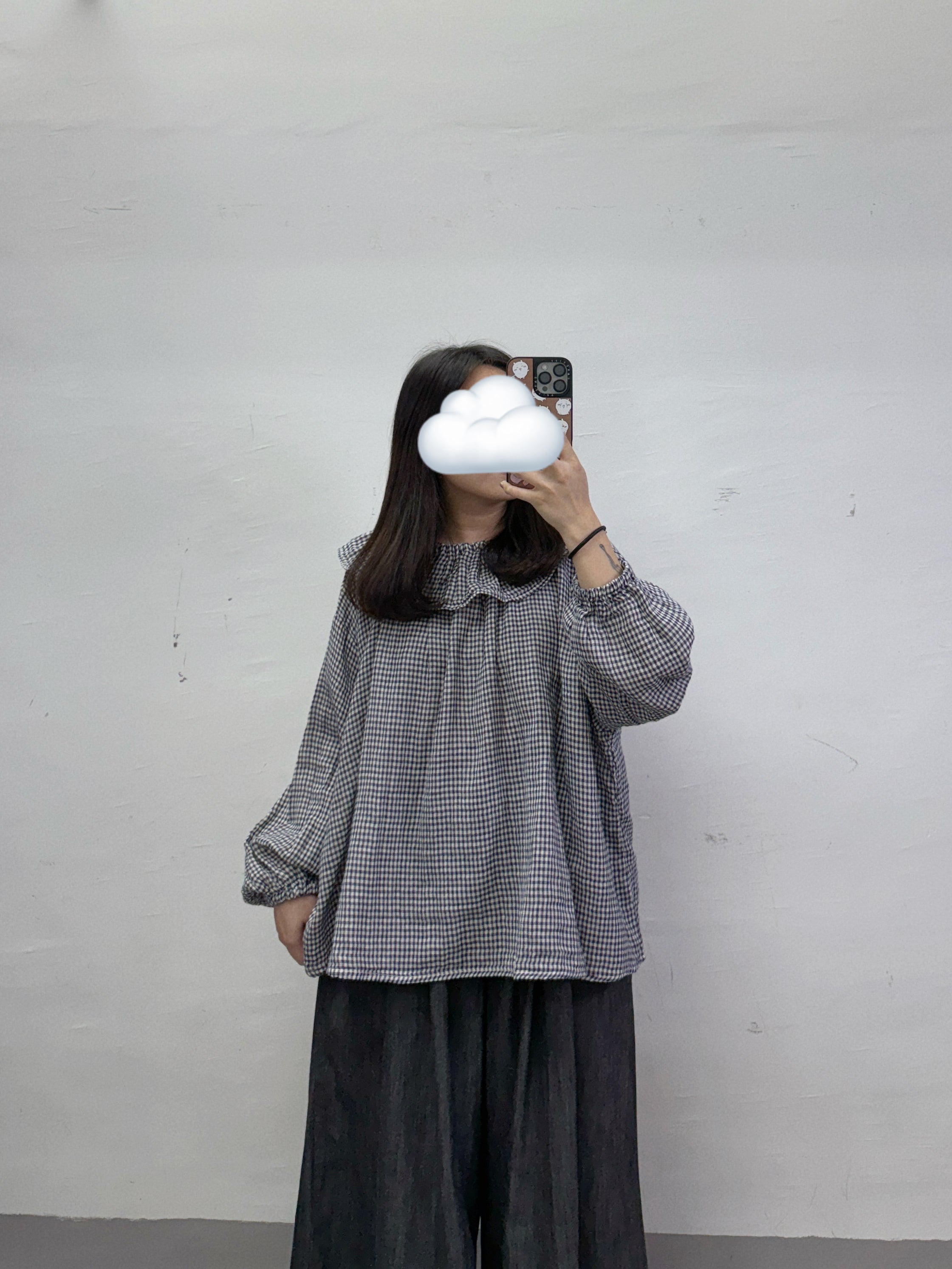 格紋荷葉領bb棉上衣丨2 col