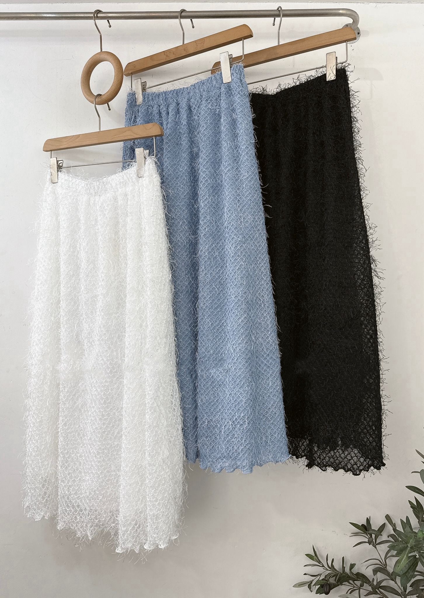 【SALE】蘇蘇格紋針織半身裙丨藍