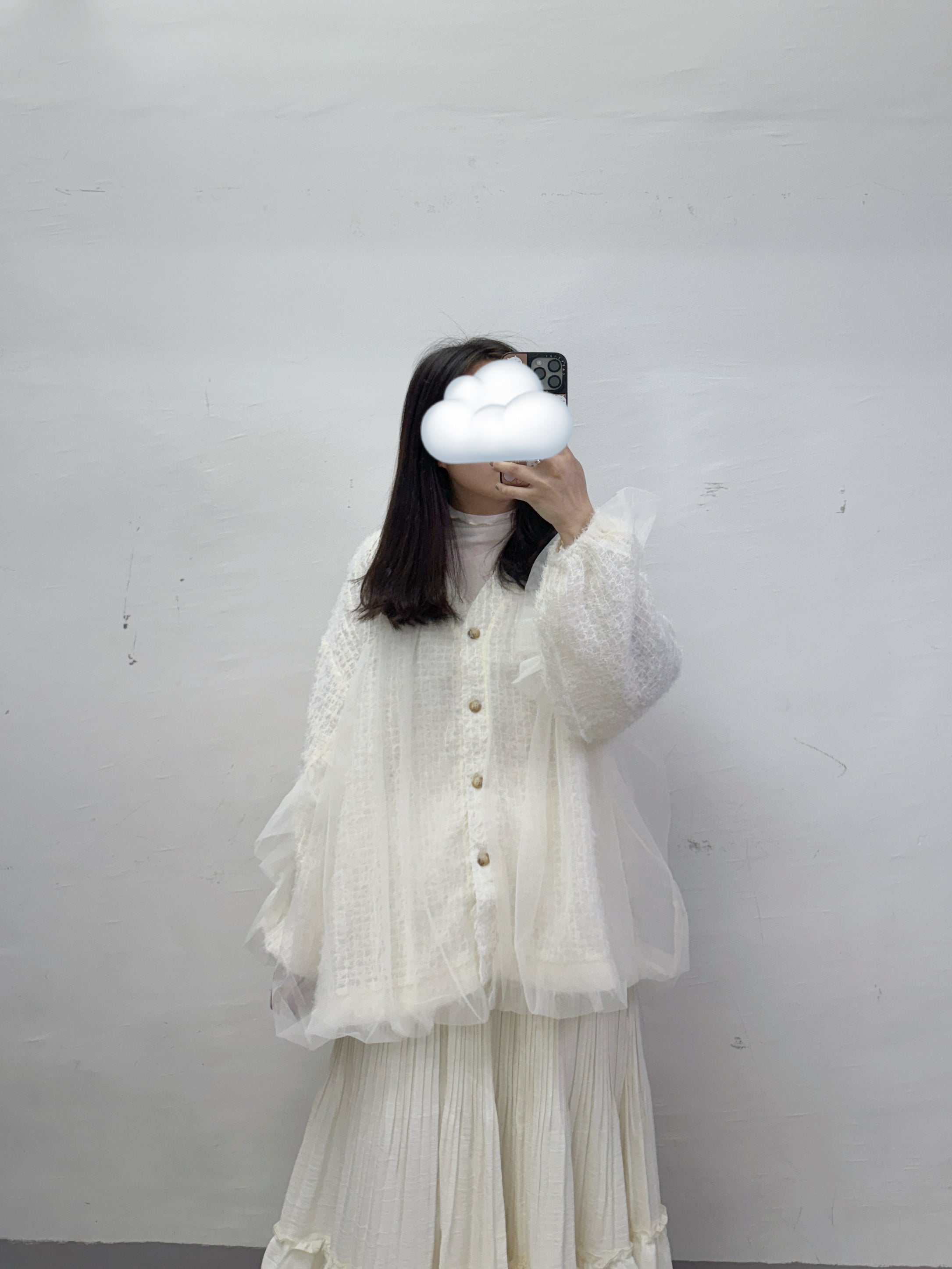 蘇蘇暗格拼紗泡型外襯丨2 col