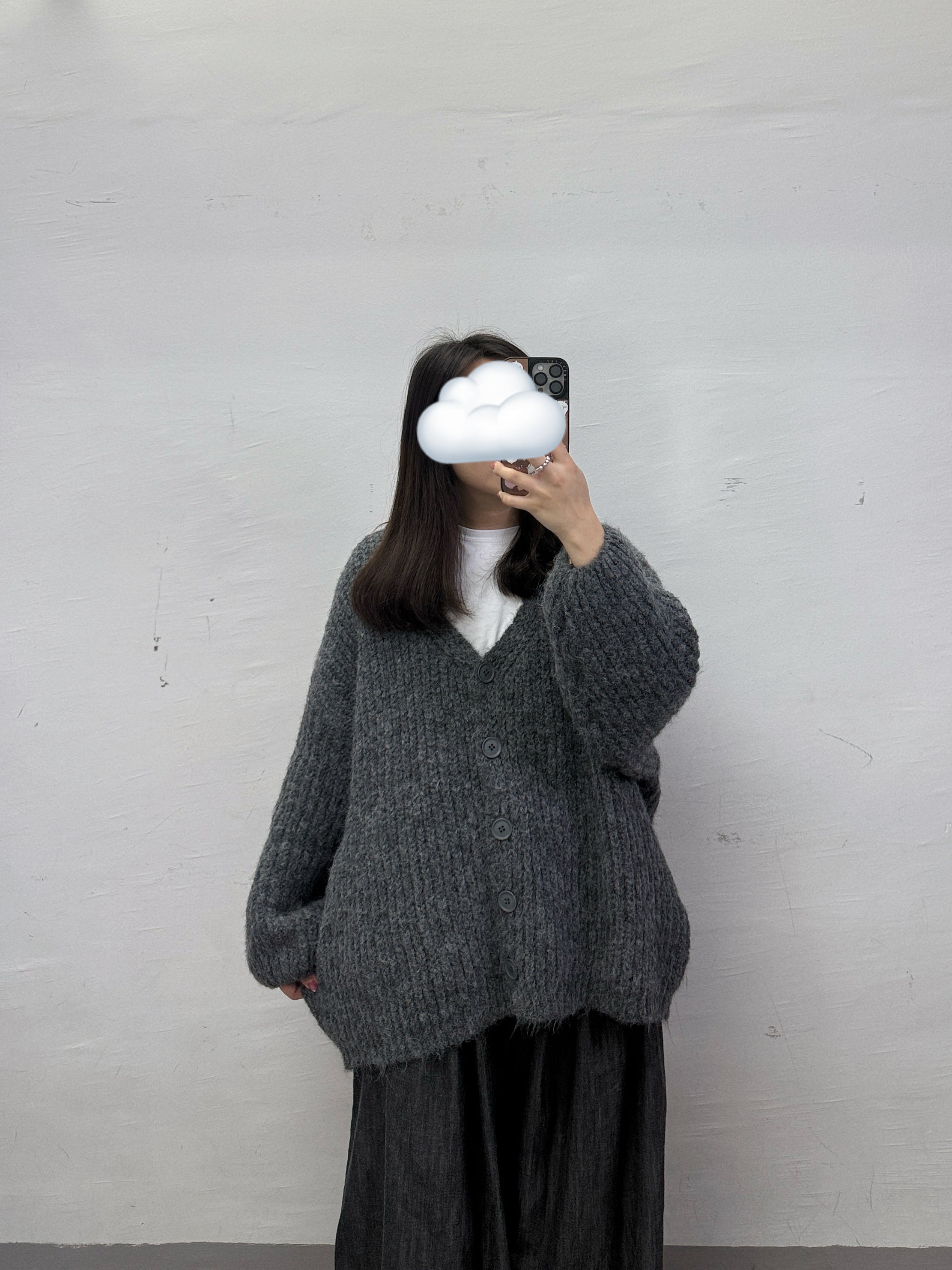 v領針織冷外套丨灰