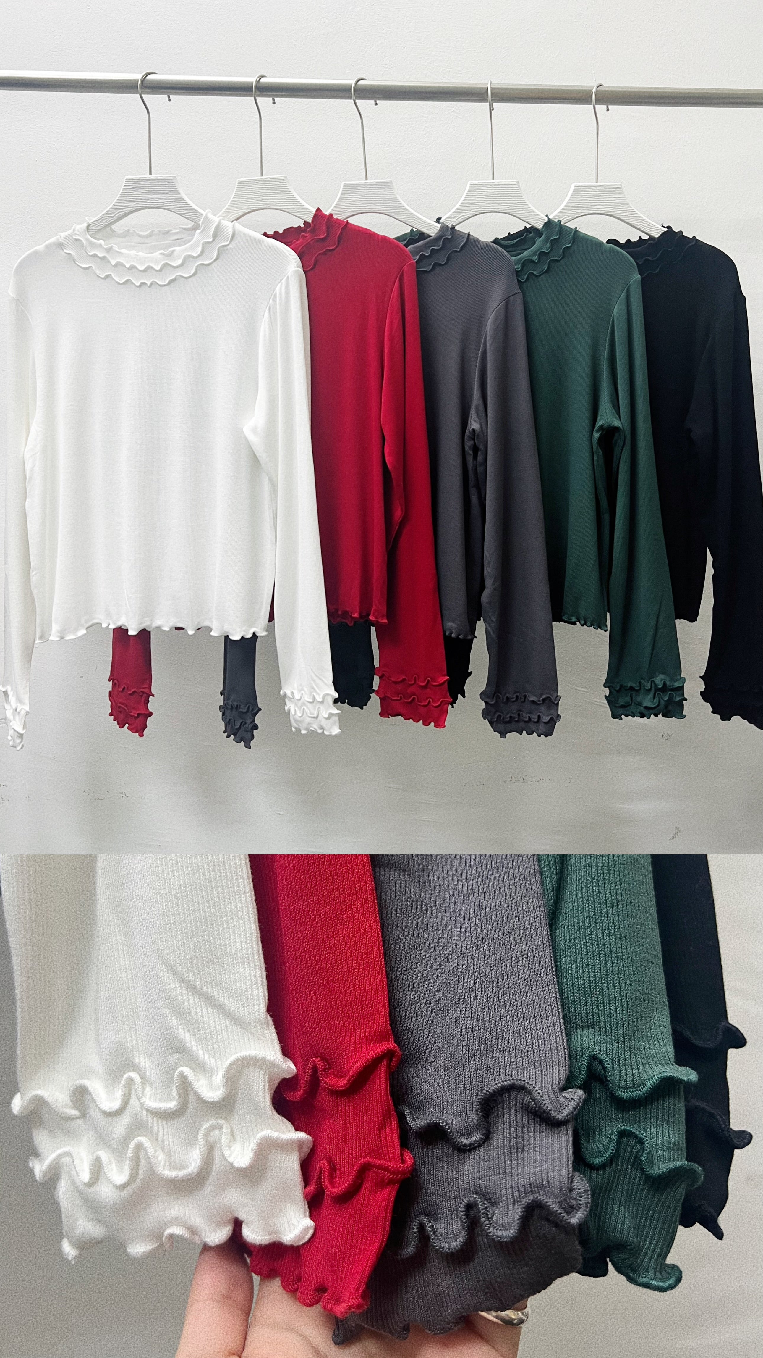 波浪邊basic top｜灰