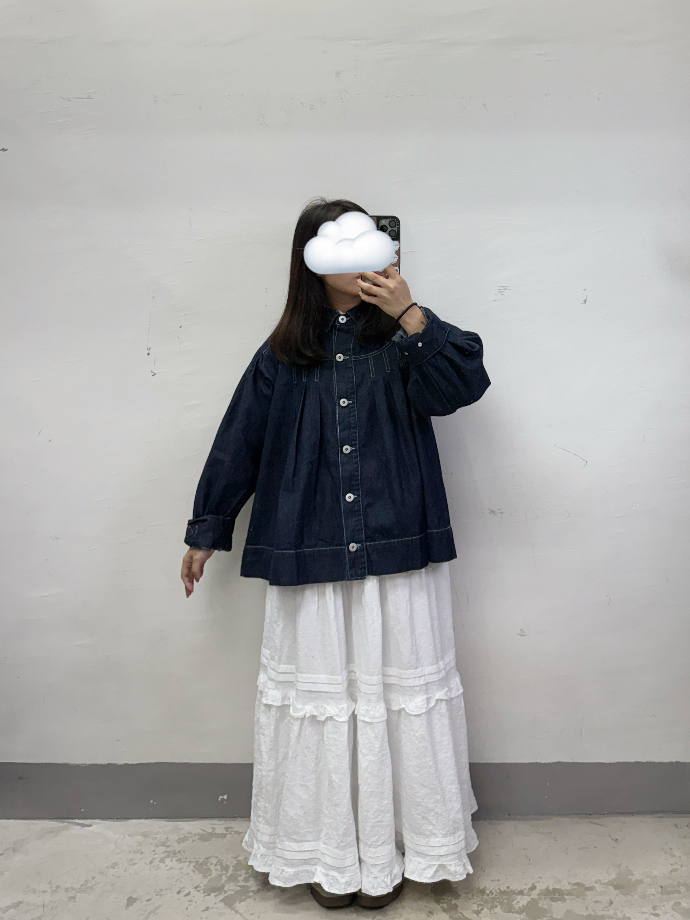 明線闊型反領牛仔外套