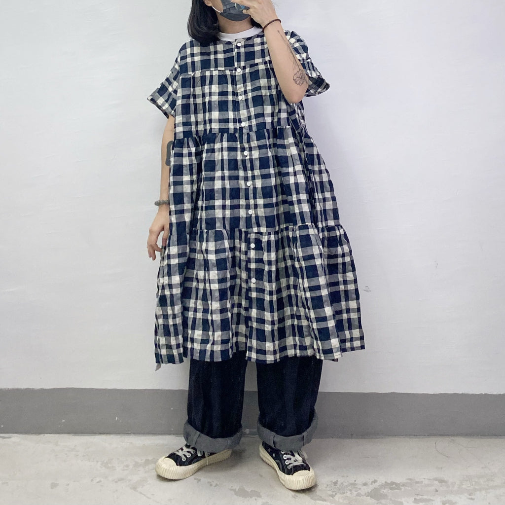 【SALE】格子中長層層ops｜3 col