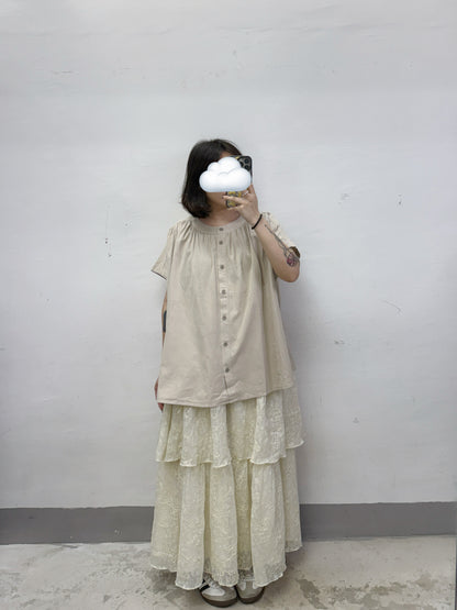 【SALE】圓領暗紋闊型上衣
