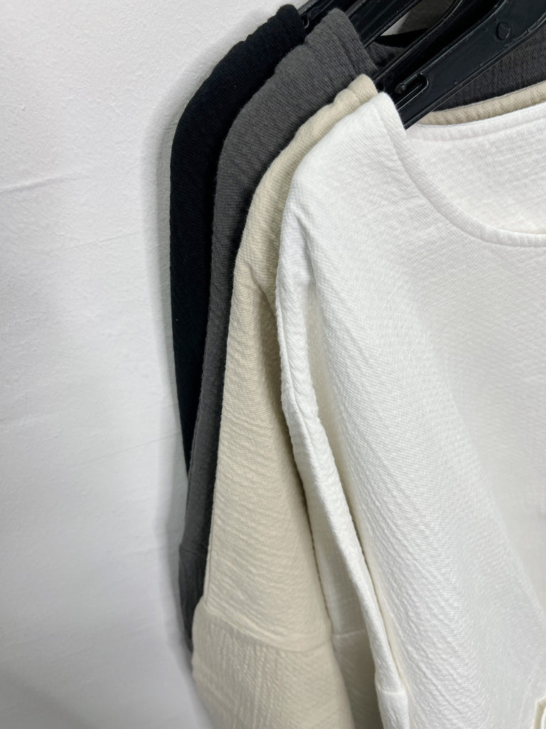 挺身棉質凹凸質感口袋外套｜灰