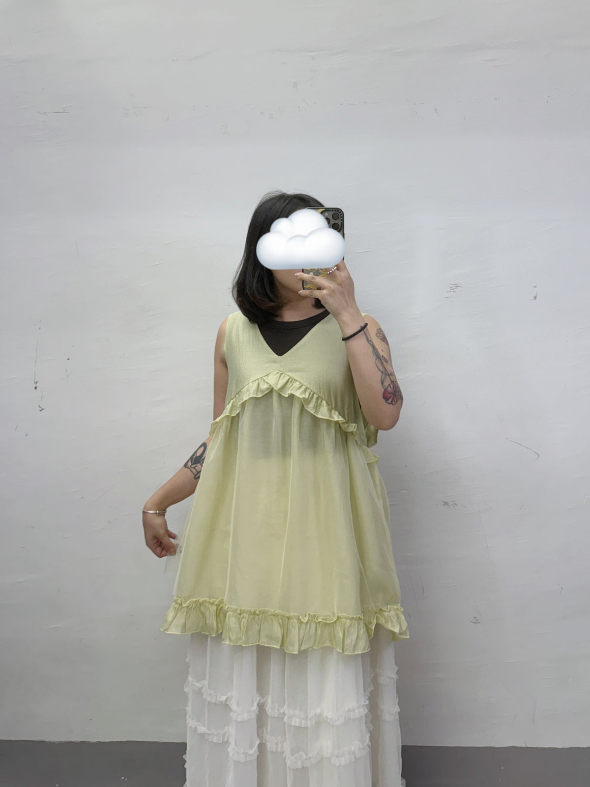 v領拼ruffle拼紗外搭丨4 col