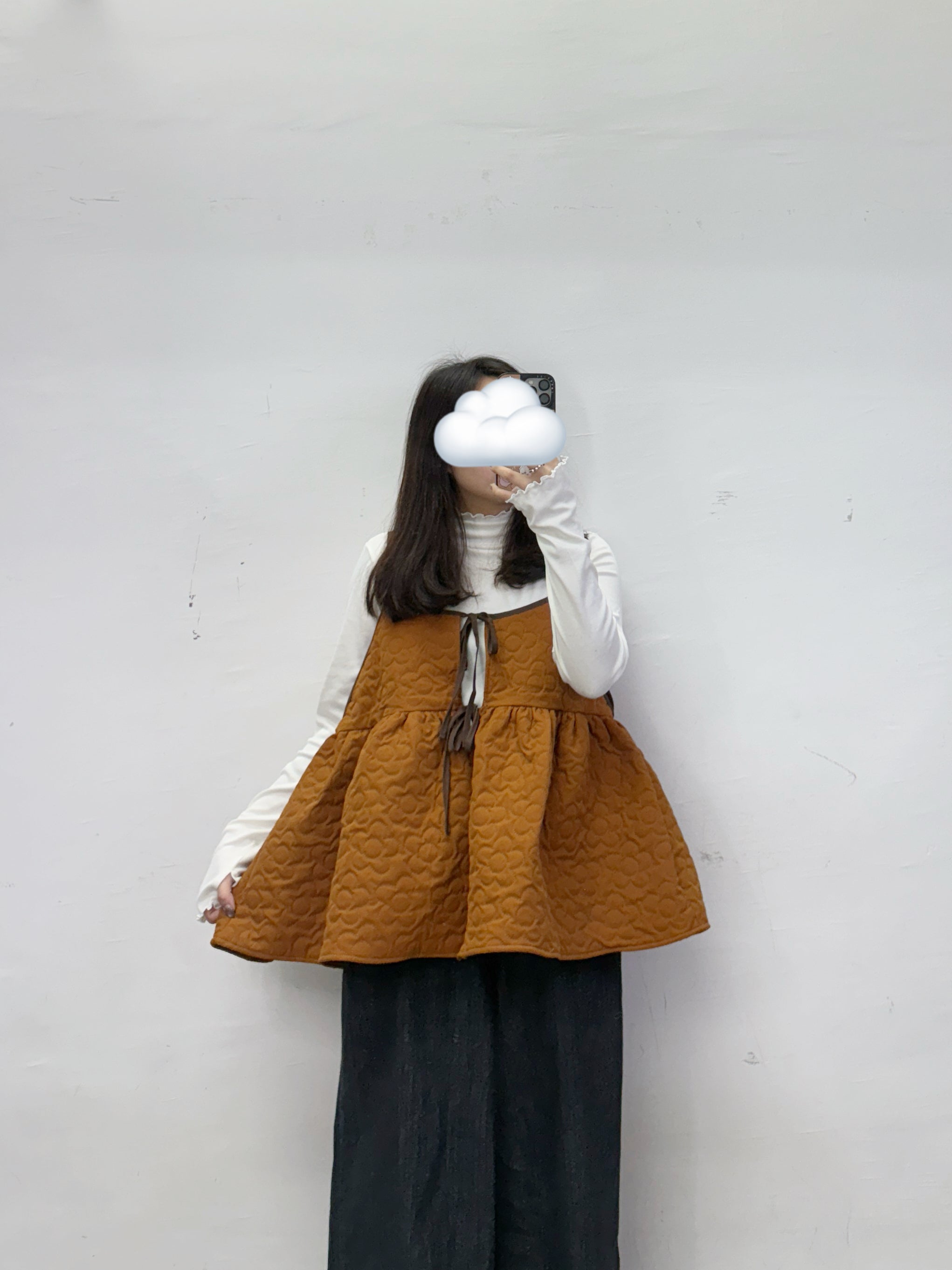 【SALE】花花紋綁帶外搭丨黑