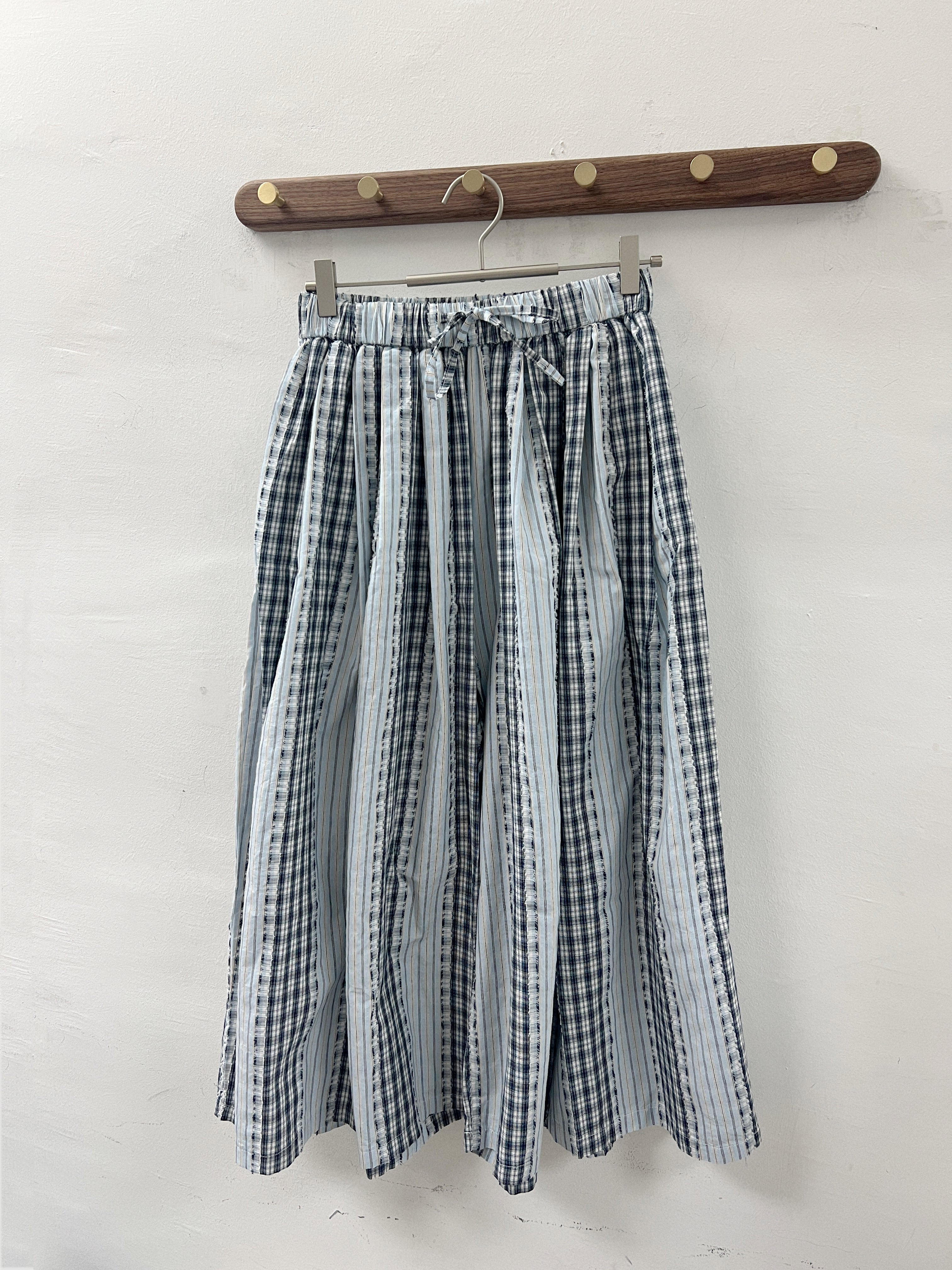 【SALE】拼布格子闊裙褲