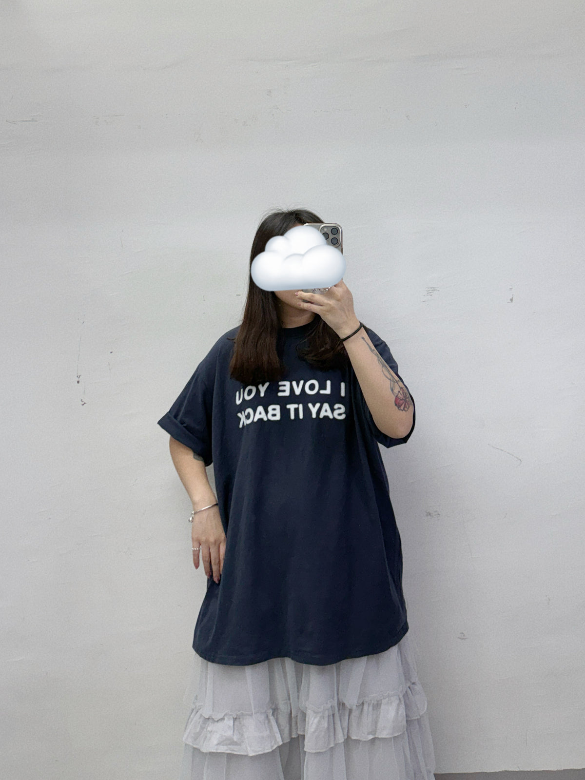 ‘I Love You, Say It Back’ print tee丨白