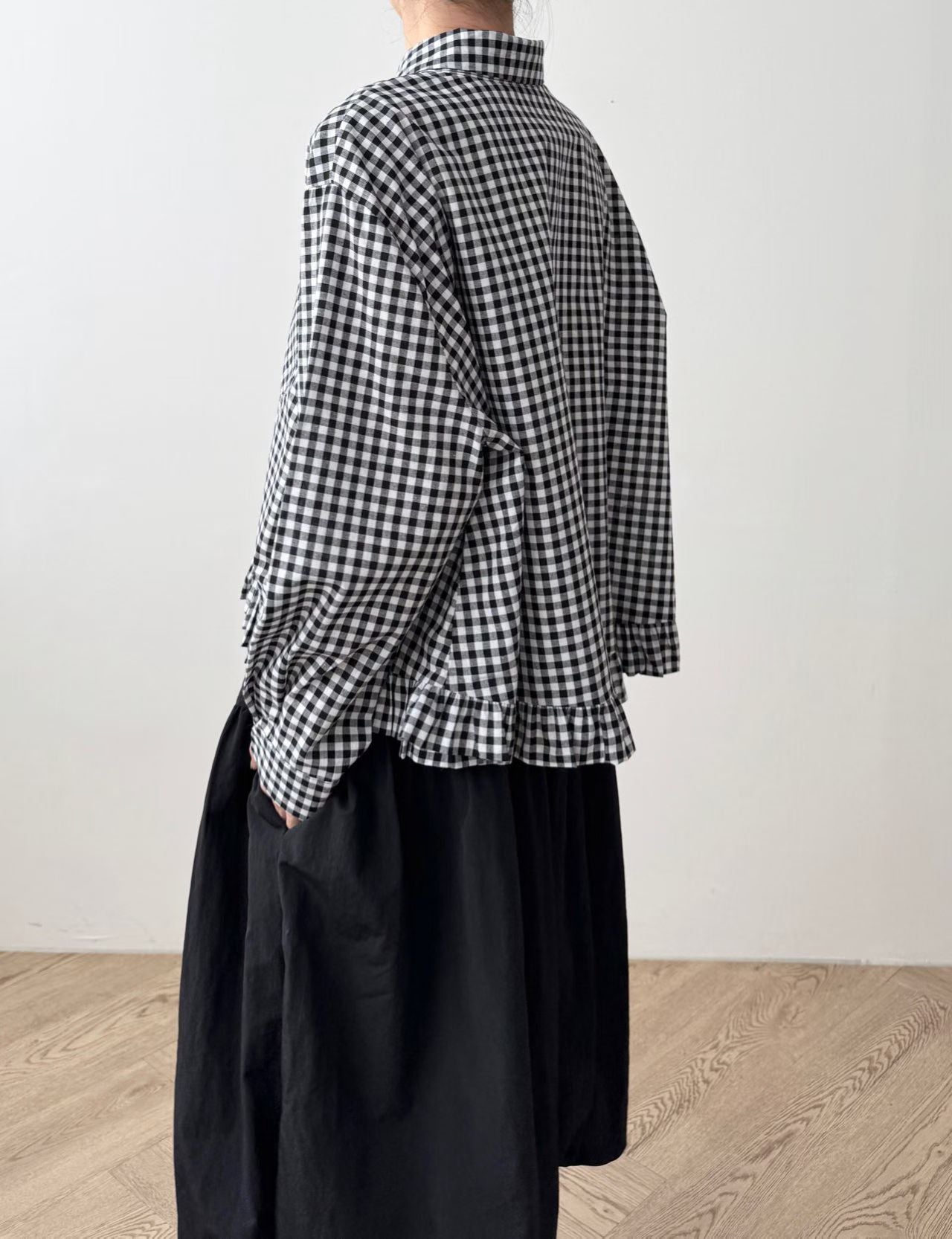 下擺ruffle反領恤top丨3 col