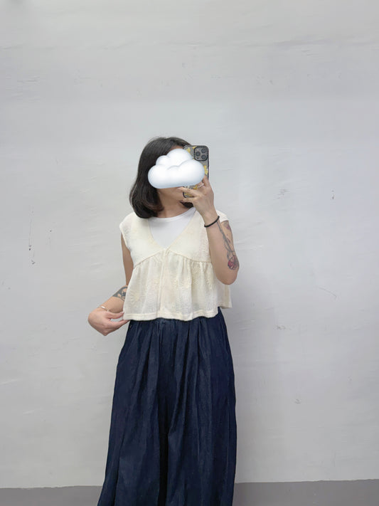【新品優惠】花花刺繡v領短背心外搭丨3 col