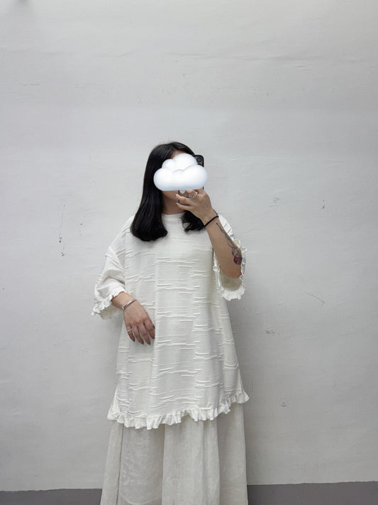 【SALE】oversize暗紋ruffle top丨3 col