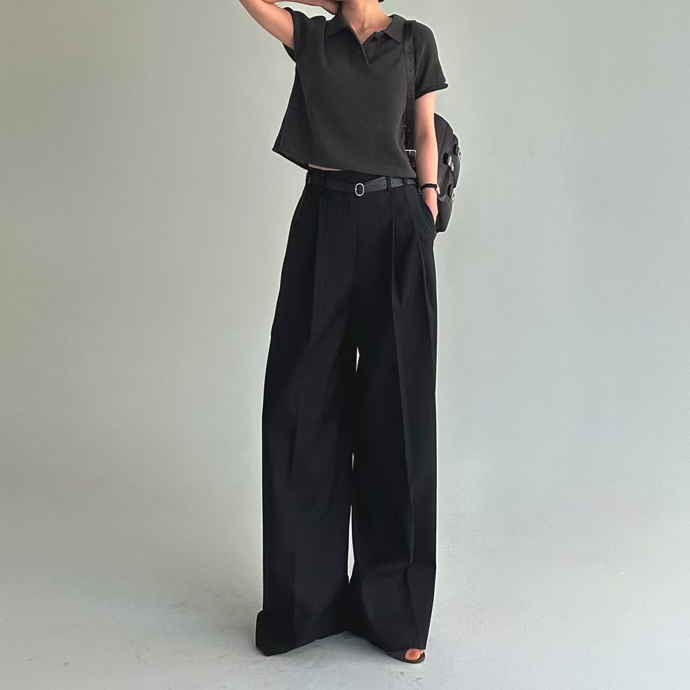 【SALE】通爽針織有領top丨黑